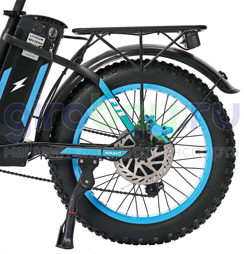 Электровелосипед Minako F10 Pro (48V/20Ah) - Синий обод фото №6