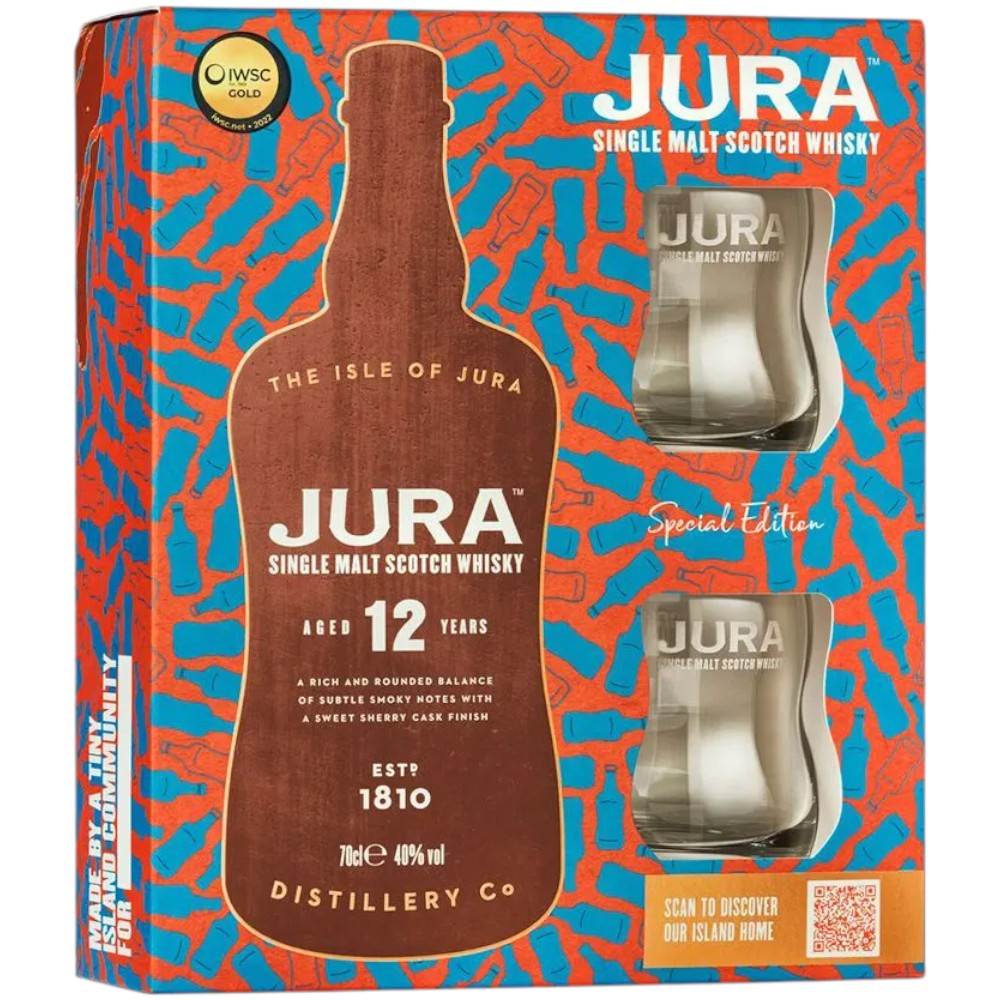 Виски Jura 12 YO Malt в подарочной упаковке с 2 бокалами 0,7 л.