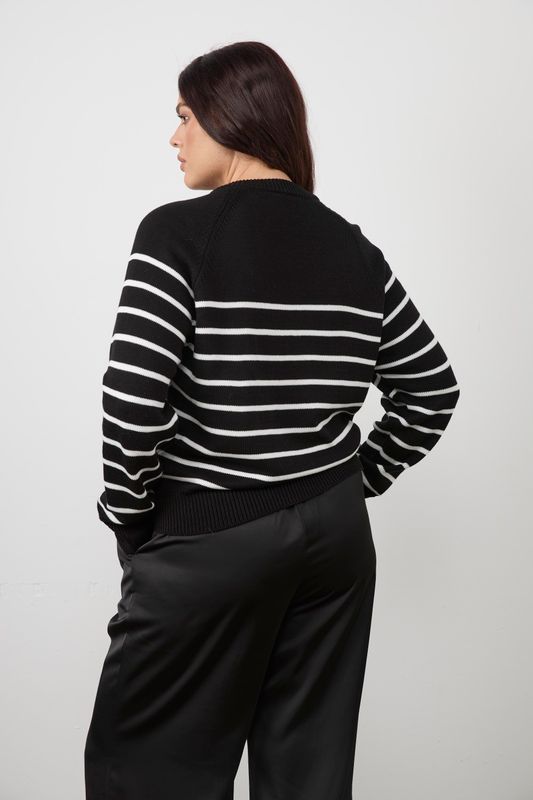 Кардиган вязаный в полоску, черно-белый