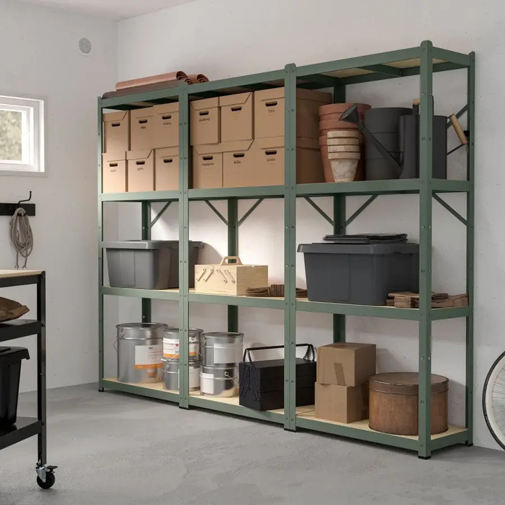 Стеллаж - IKEA BROR, 190х40х254 см, серо-зеленый, БРУР ИКЕА