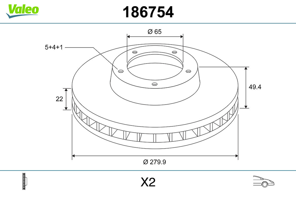 VALEO - 186754-VAL - Brake Disc