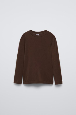 ZARA ЛОНГСЛИВ ИЗ СМЕСОВОЙ ШЕРСТИ С ШАРФОМ, КОРИЧНЕВЫЙ