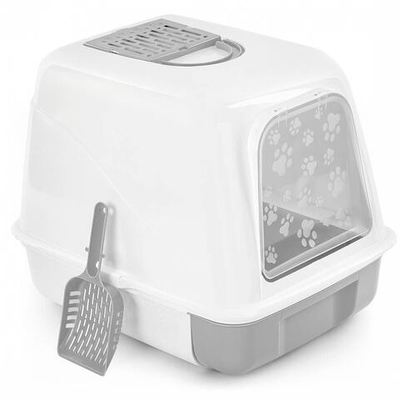 Туалет для кошек закрытый с выдвижным лотком "Alta", серый