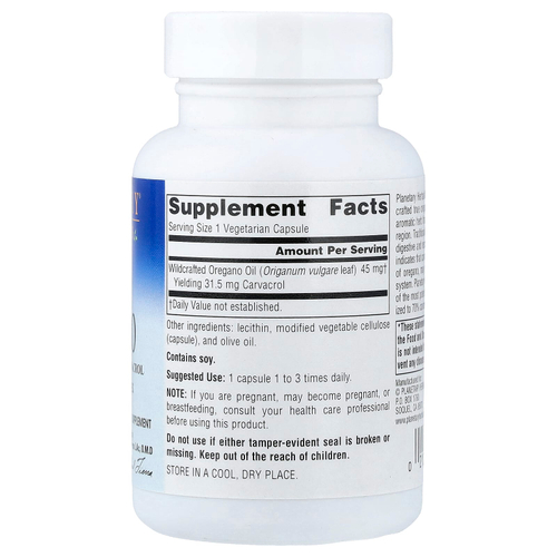 Planetary Herbals, масло орегано, 60 вегетарианских капсул (45 мг в 1 капсуле)