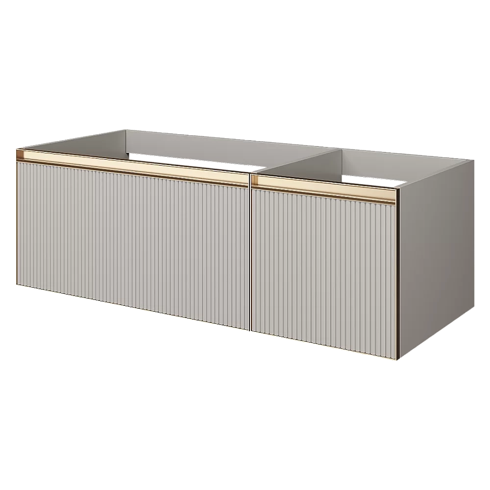 Тумба с раковиной Armadi Art QUATRO 2 140 FUGA CASHMERE/профиль MATT GOLD/раковина белая L-R
