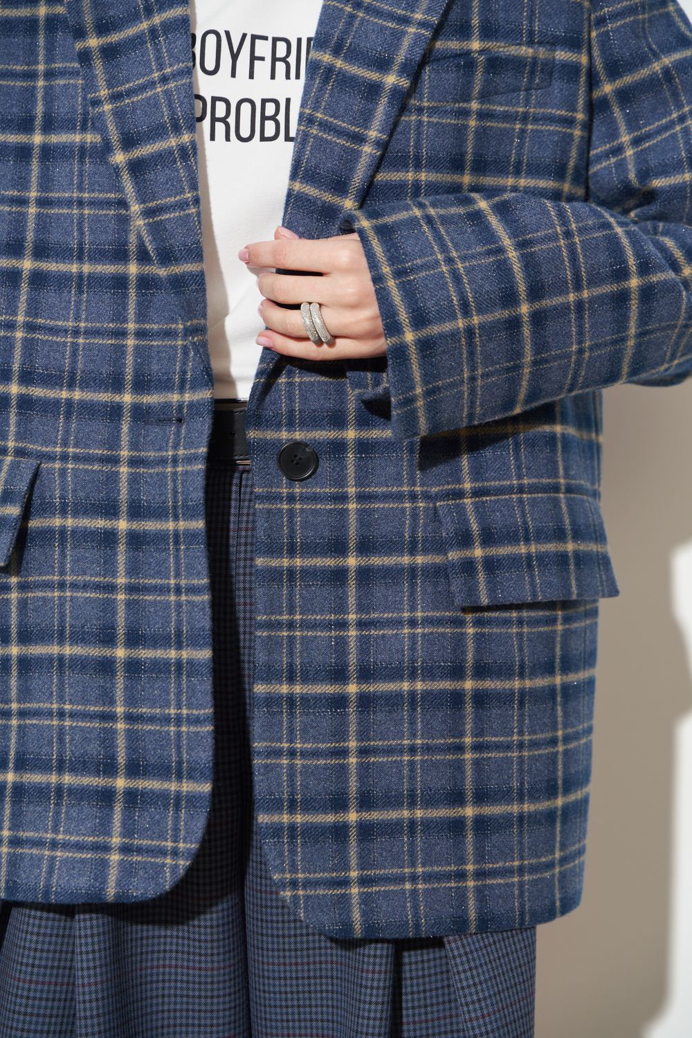 ПИДЖАК В КЛЕТКУ СИНИЙ|СВЕТЛО-ЖЕЛТЫЙ