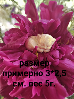 Брошь Спящий котенок черный авторская из полимерной глины ручной работы