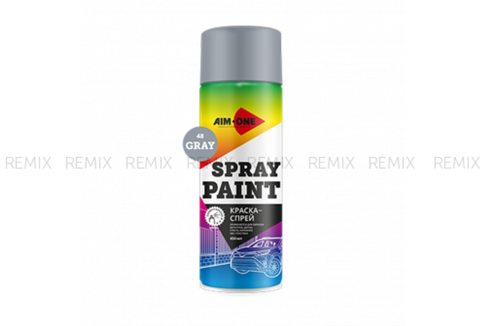 Краска-спрей серая AIM-ONE 450 мл (аэрозоль).Spray paint gray 450ML SP-G48