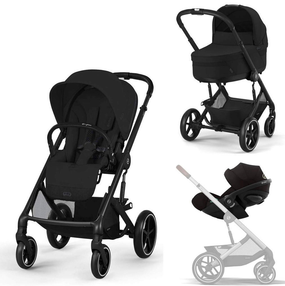 Коляска Cybex Balios S Lux BLK 2025 Cloud G i-Size Moon Black Plus 3 в 1 Moon Black с дождевиками