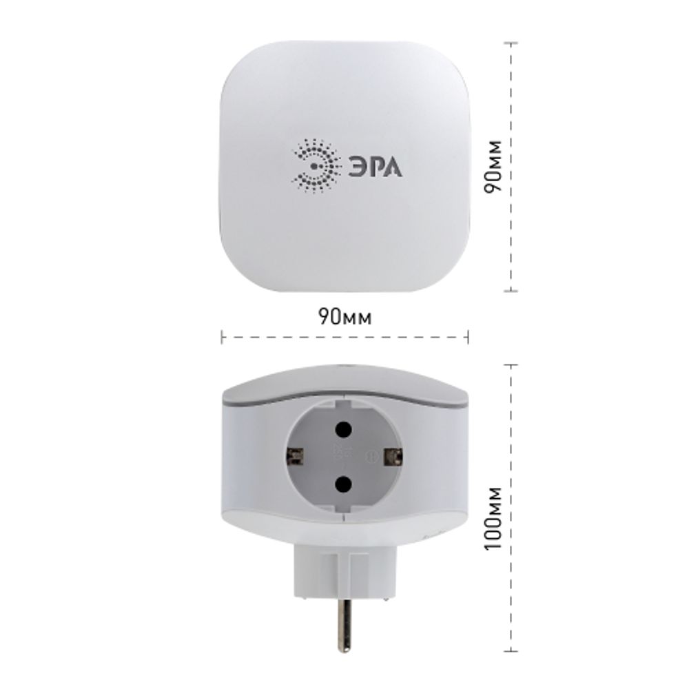 Разветвитель электрический ЭРА SP-3e-USB-2A на 3 розетки + 2 USB с заземлением со шторками 16А белый | Тройники