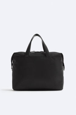 ZARA НЕЙЛОНОВАЯ СУМКА-БОУЛИНГ СРЕДНЕГО РАЗМЕРА, ЧЕРНЫЙ