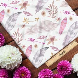 Ткань бязь акварельные перышки