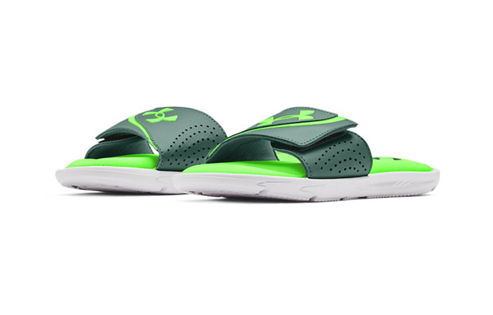 Children's Under Armour UA Ignite comfortable all-match non-slip children's slippers green and white