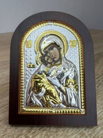 Владимирская БМ, икона арочная, красное дерево  57х75