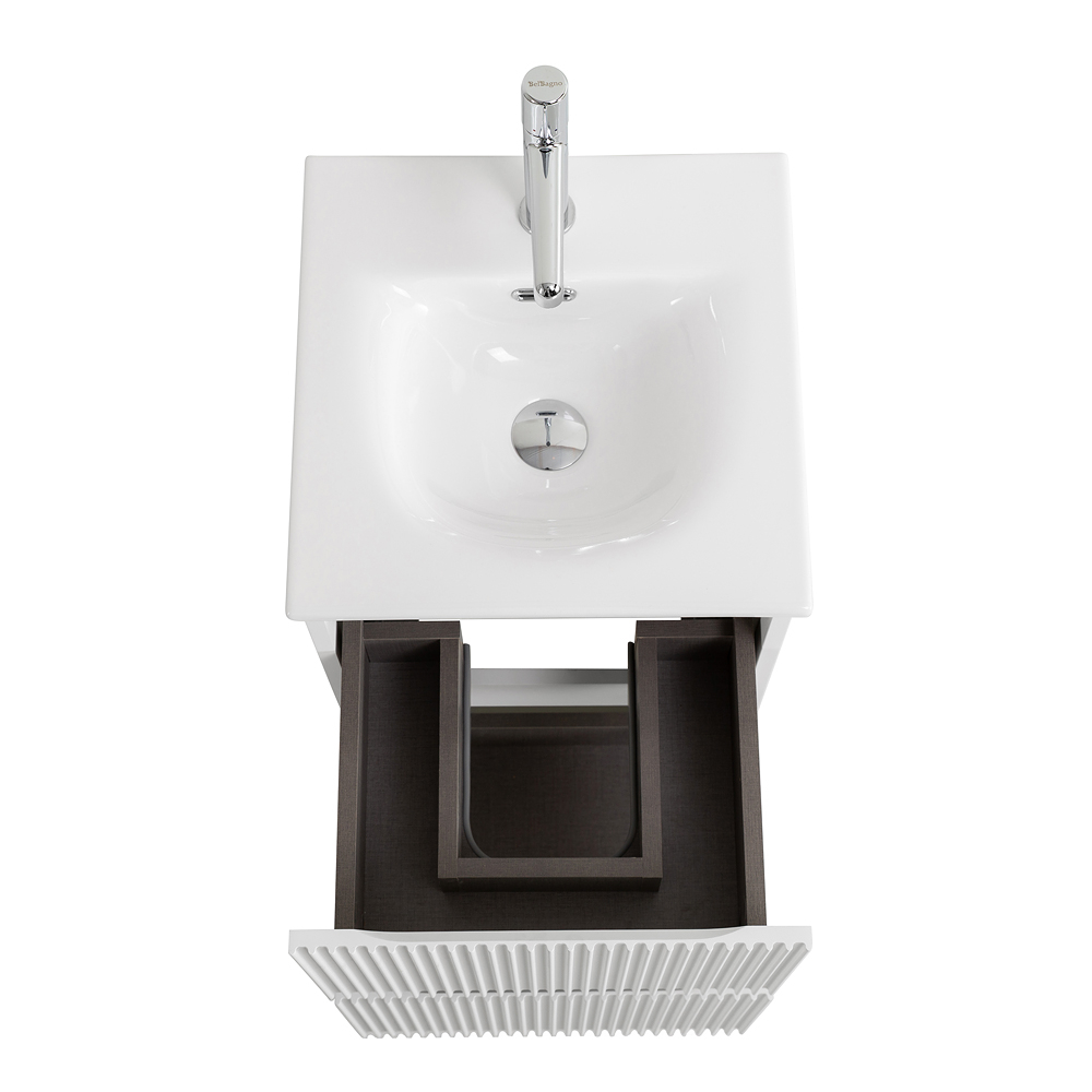 Тумба с раковиной подвесная BelBagno UNO-MINI-400-2C-SO-BO Bianco Opaco, раковина белая BB-8099-3-40