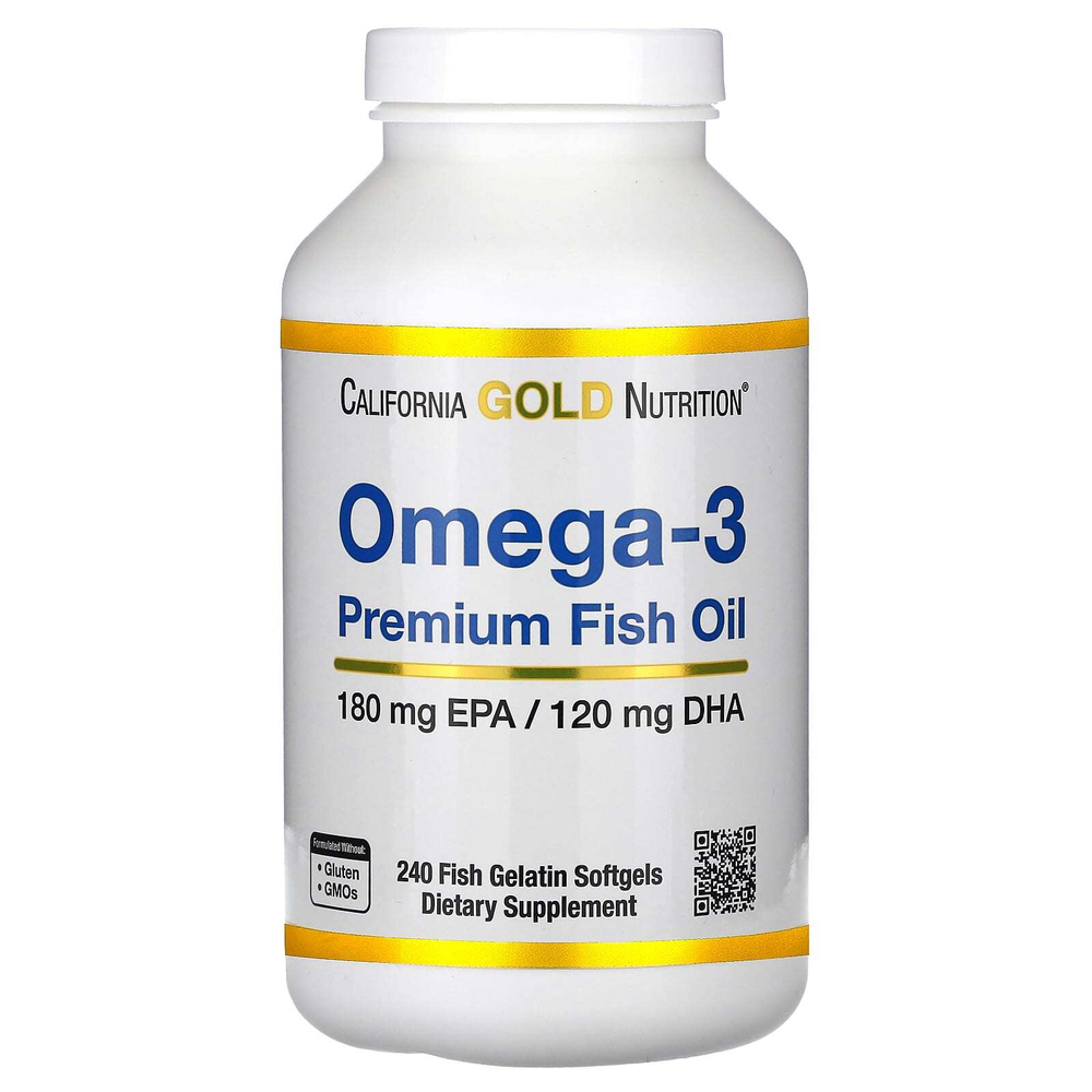 California Gold Nutrition, омега-3, рыбий жир премиального качества, 240 капсул из рыбьего желатина