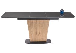 Стол на тумбе Теон 140(180)х80х76 графит / дуб антор натуральный