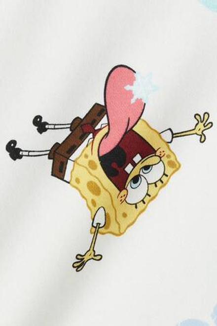 H&M Толстовка с капюшоном и принтом, белый