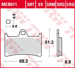 Колодки тормозные дисковые TRW MCB611SV