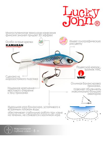 Балансир Lucky John BALTIC 4 с тр. 40мм/45H блистер