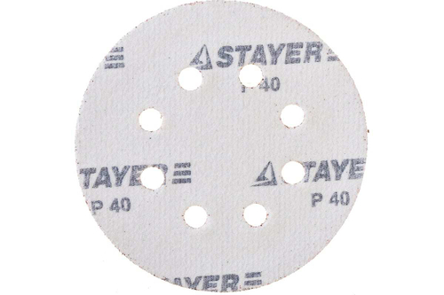 Круг шлифовальный универсальный (125 мм; 8 отв.; Р40; 5 шт.) STAYER 35452-125-040