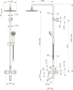 Душевая колонна со смесителем для ванны Bravat Eco