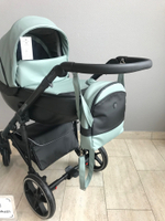 Коляска детская Peppy Zoom 2 в 1 (01) Черная экокожа / Мята экокожа
