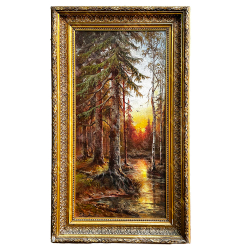 Зотов П. В. (1883–1948). «Закат в сосновом лесу». Холст, масло. Россия, 1908 г.