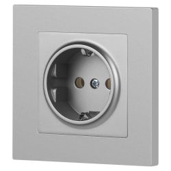 Розетка Intro Accent 6-202-03 2P+E Schuko 16А-250В IP20 СУ AL/CU алюминий