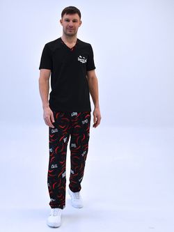 c-576 Домашний комплект мужской / брюки и футболка