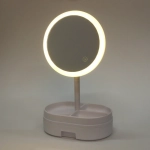 Зеркало настольное с подсветкой и органайзером «Beauty», цвет белый, USB, 35*18см