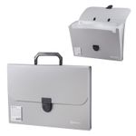 Папка-портфель пластиковая BRAUBERG "ДЕЛЕГАТ" А4 (330х240х35 мм), 13 отделений, фактура диагональ, серебро, 226029
