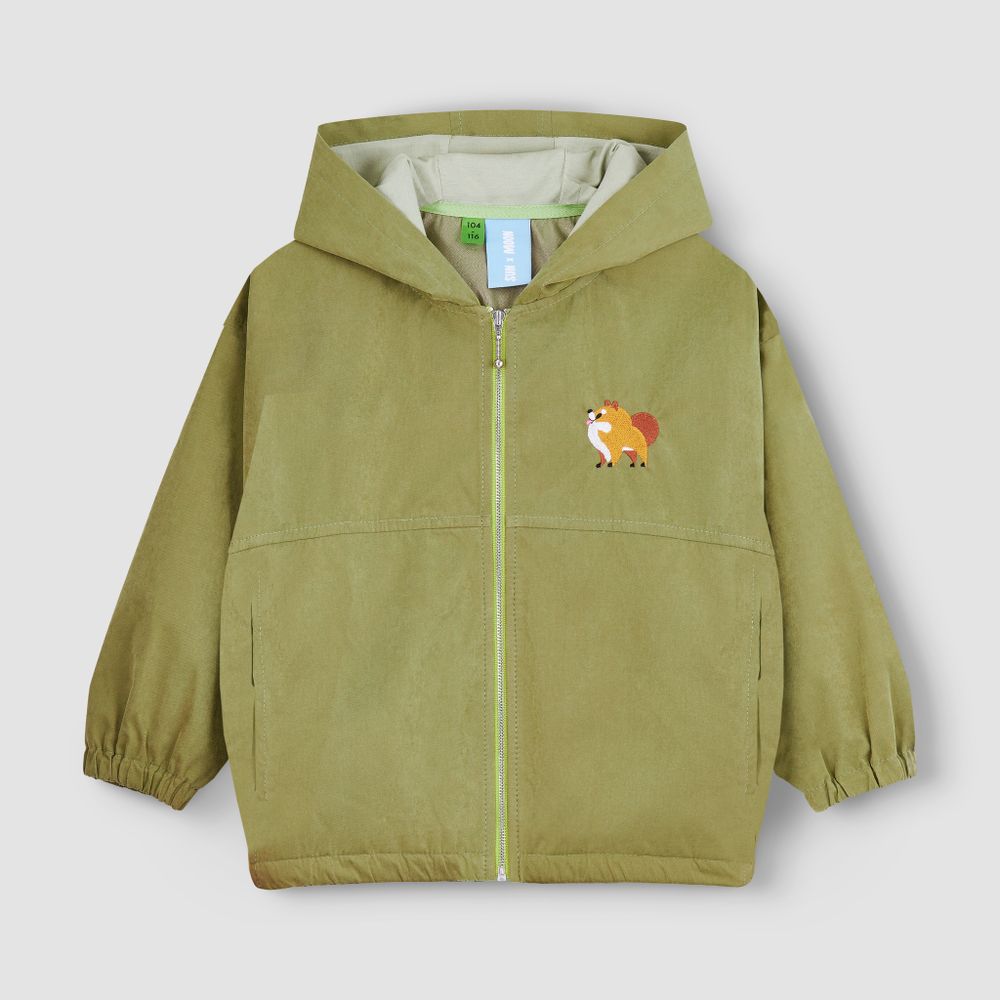 Ветровка цвета оливки с вышивкой "Шпиц"