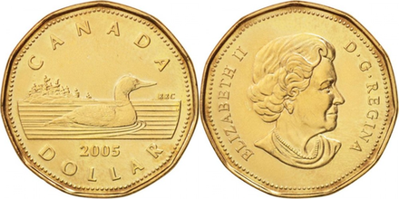 Канада 1 доллар, 2003 - 2015 Королева Елизавета II - Гагара XF