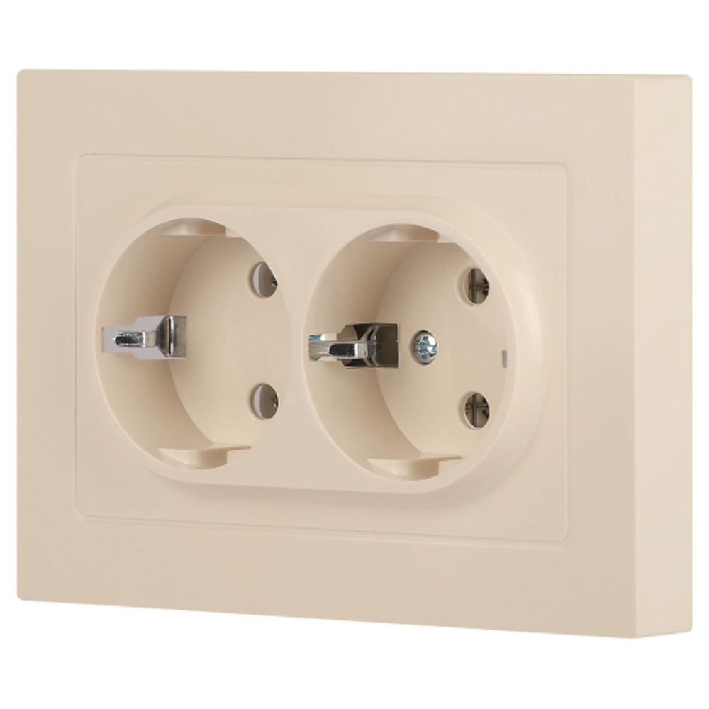 Розетка Intro Accent 6-205-02 двойная с заземлением 2X2P+E Schuko 16А-250В IP20 СУ AL/CU слоновая кость | Intro
