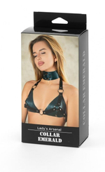 Ошейник Collar Emerald БДСМ Арсенал, изумрудный, с кольцом
