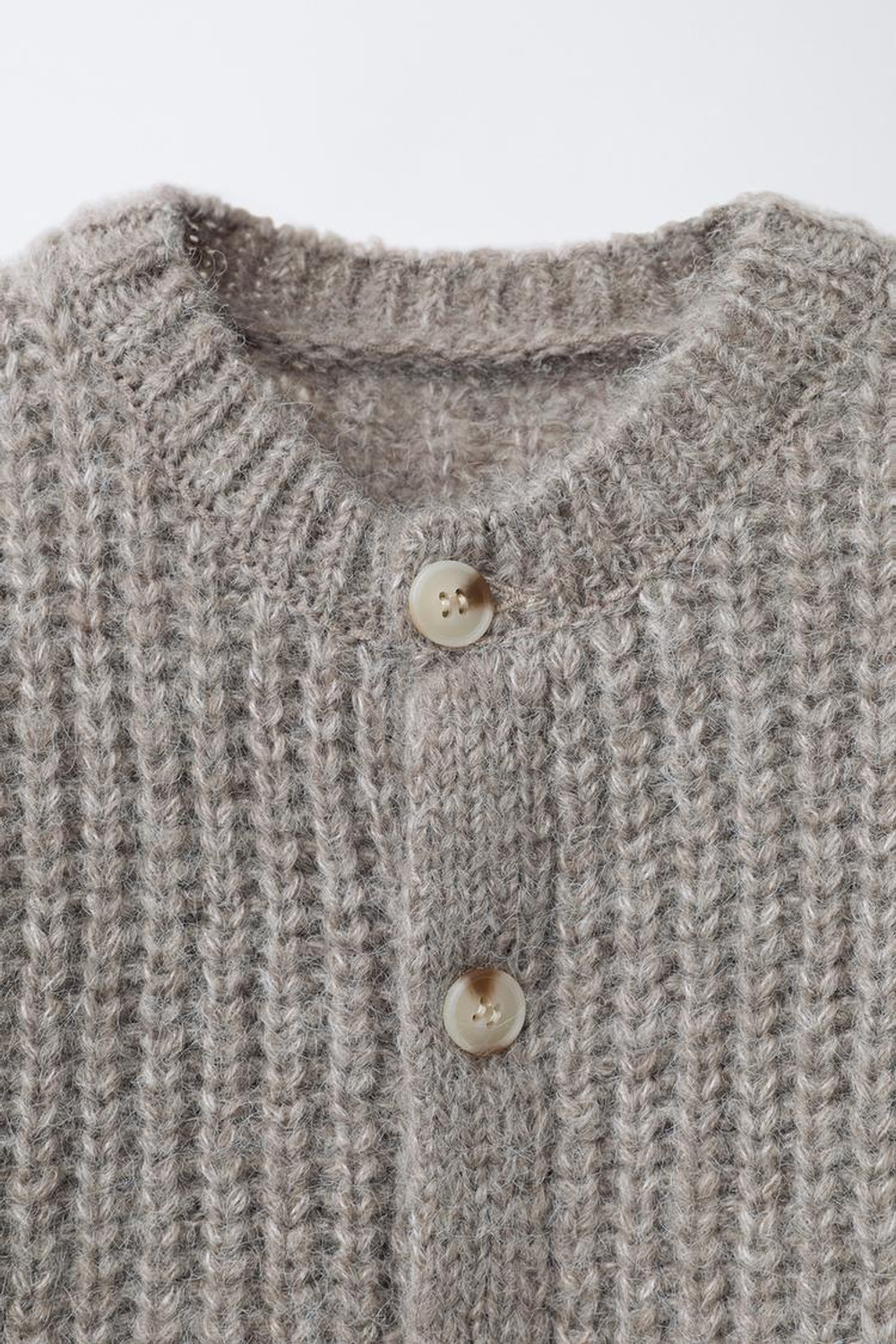 ZARA КАРДИГАН КРУПНОЙ ВЯЗКИ, СЕРО-КОРИЧНЕВЫЙ