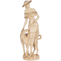 Скульптура Девушка с собакой Айвори