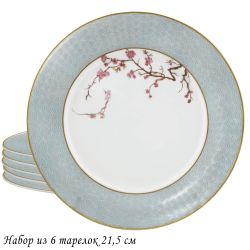 Lenardi 145-633 Набор из 6 тарелок 21,5см САКУРАуп.(х10)Костяной фарфор