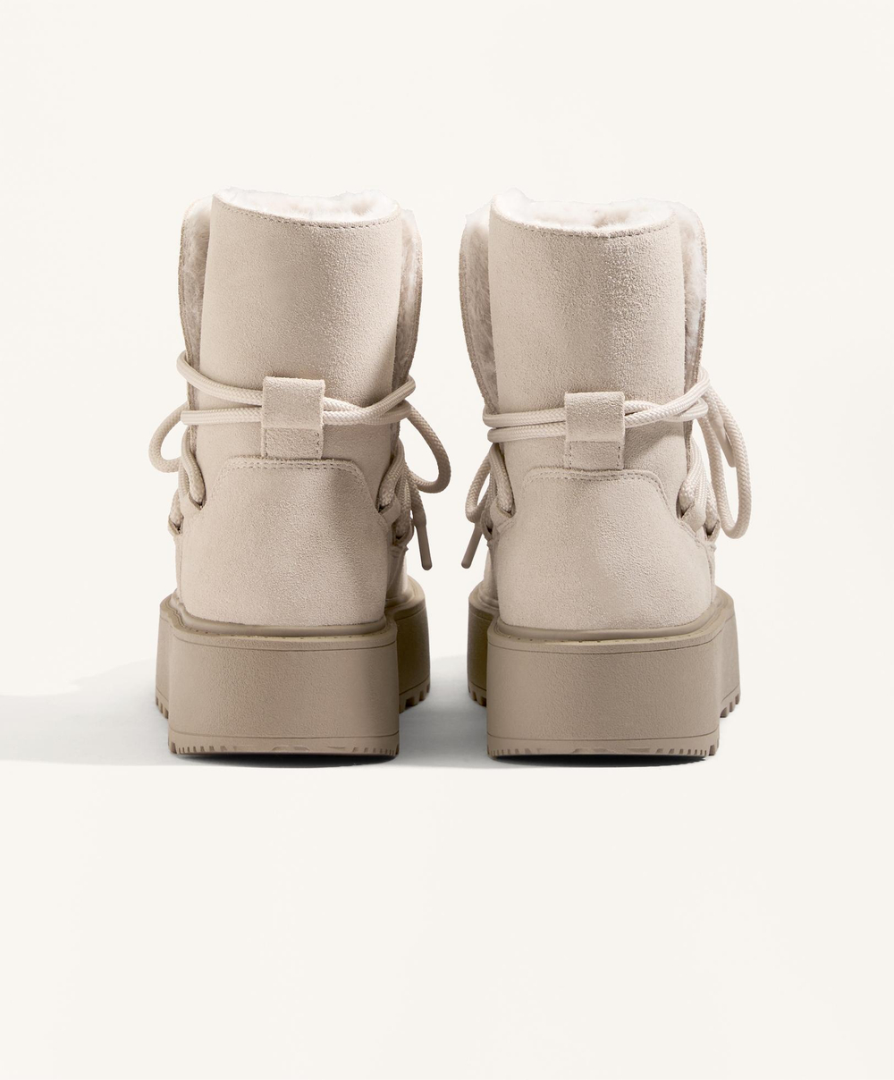 OYSHO Ботинки на платформе из натуральной кожи, бежевый