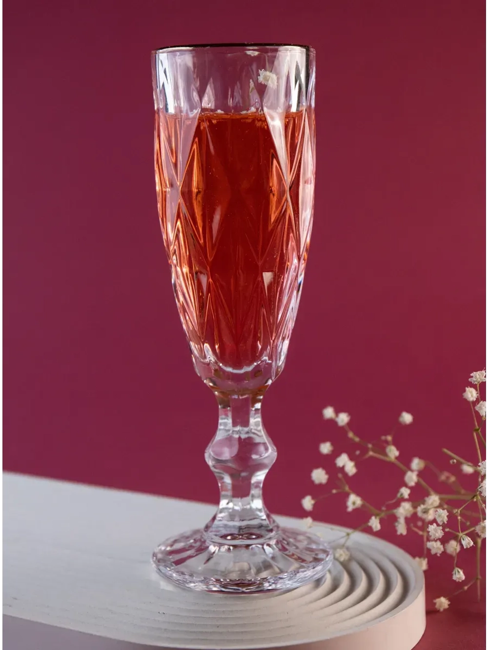 Бокалы для шампанского, 175 мл. 6шт, с золотой каймой