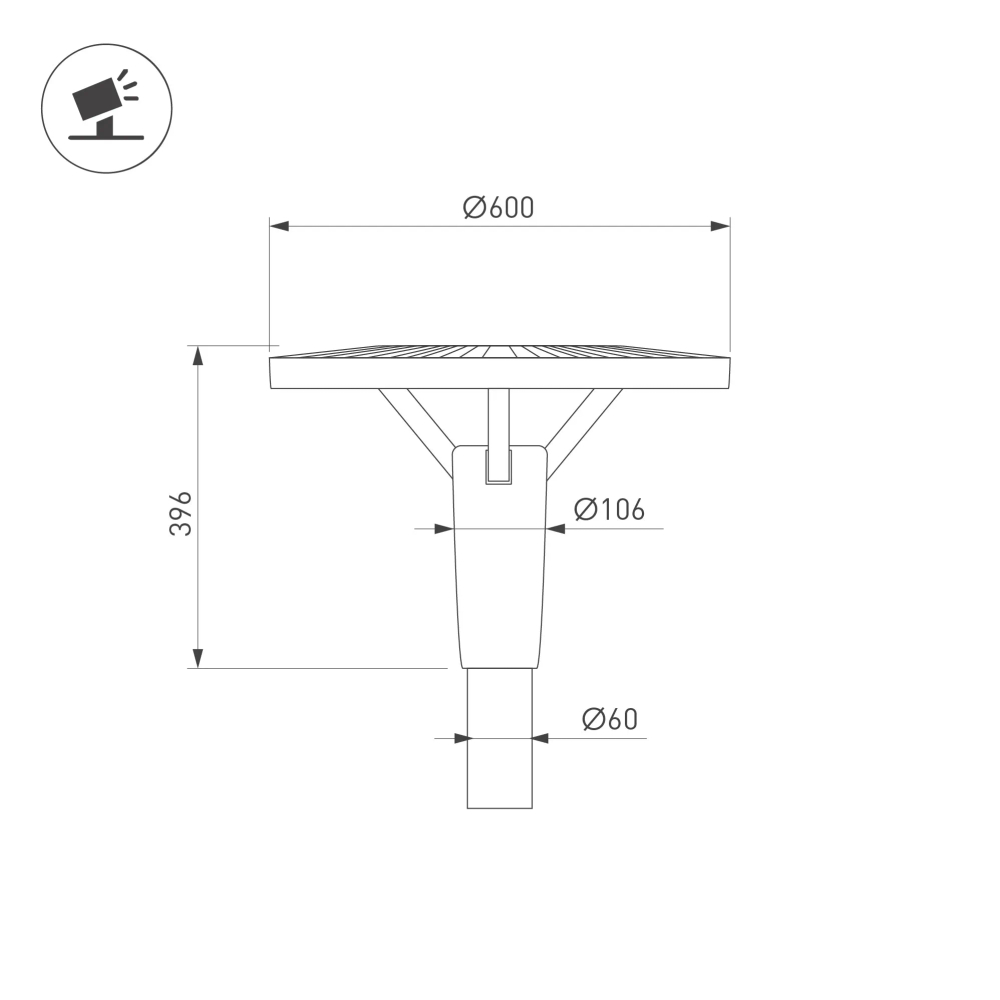 Светильник OXOR-LEIS-LUZ-600x600x396-30W Day4000 (BK, 120 deg, 230V) IP65  (Arlight, -) 058185