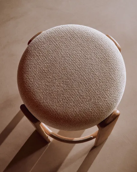 Барный табурет Granite 75 см, бежевый шенилл, массив ясеня в натуральном цвете