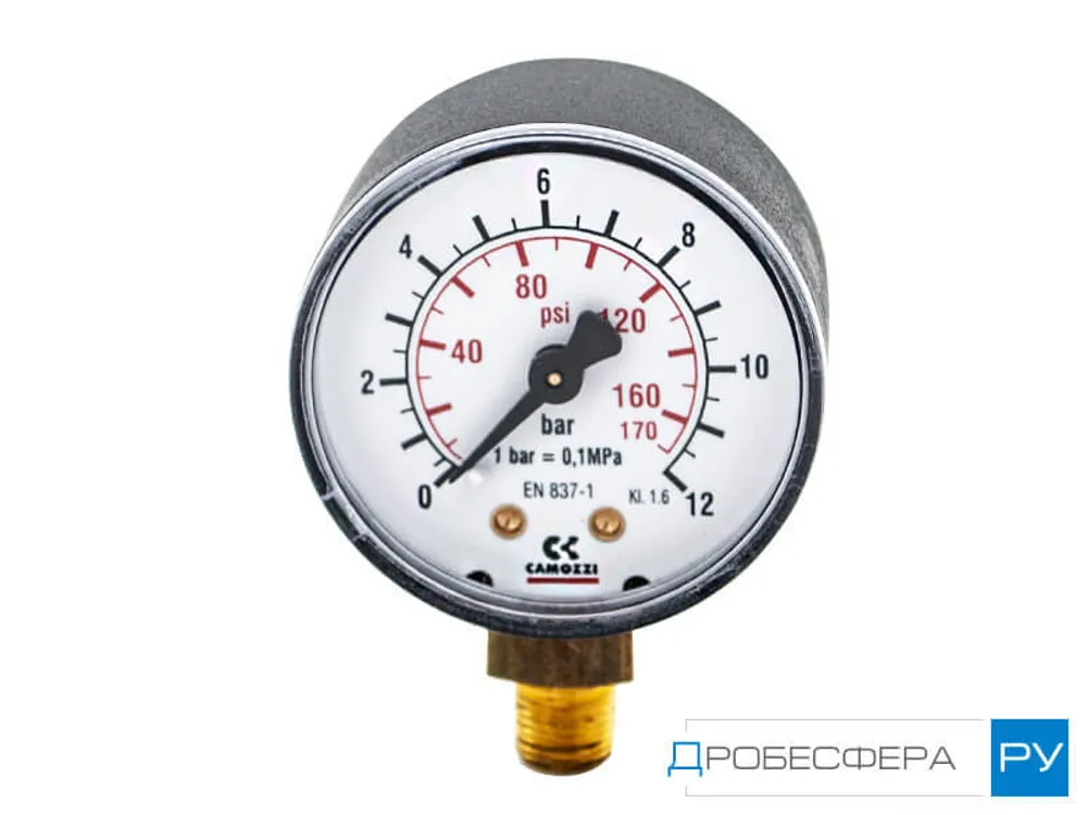 Манометр для компрессора 40 бар (4 МПа) радиальный R 1/8" диаметр 49 мм арт. M053-R40