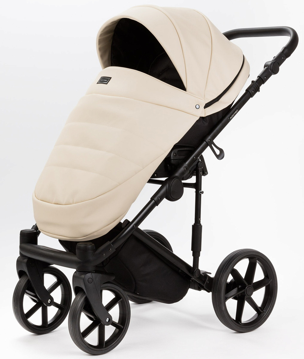 Детская коляска Adamex Locco Light Deluxe 2 в 1 LL-SA08 (КРЕМОВАЯ КОЖА)