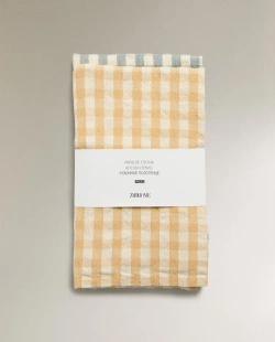 ZARA HOME ХЛОПКОВОЕ КУХОННОЕ ПОЛОТЕНЦЕ В КЛЕТКУ (НАБОР ИЗ 2 ШТ.),
