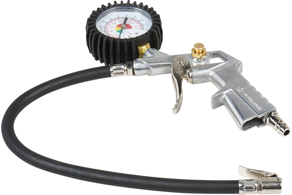 Пневматический пистолет для накачки шин с манометром 8 атм AIRLINE ATBU033
