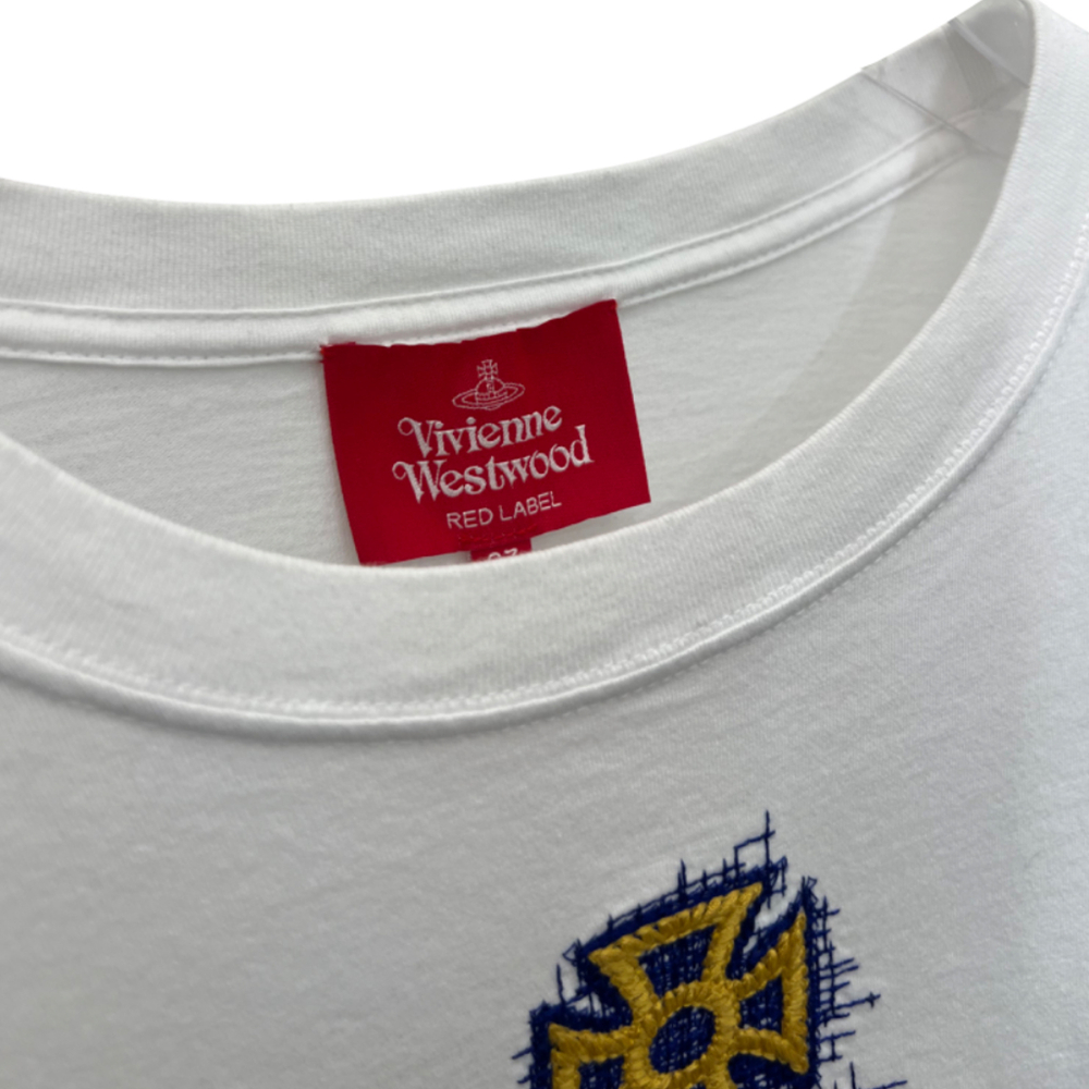 VIVIENNE WESTWOOD RED LABEL ЛОНГСЛИВ БЕЛЫЙ С АППЛИКАЦИЕЙ ВИДЕ ЛОГОТИПА БРЕНДА