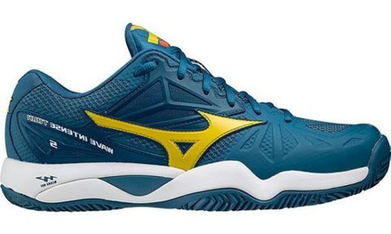 Мужские кроссовки теннисные Mizuno Wave Intense Tour 5 CC - moroccan blue/high visibility yellow/white