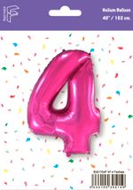 Шар (40''/102 см) Цифра, 4, Фуше, 1 шт. в упак.